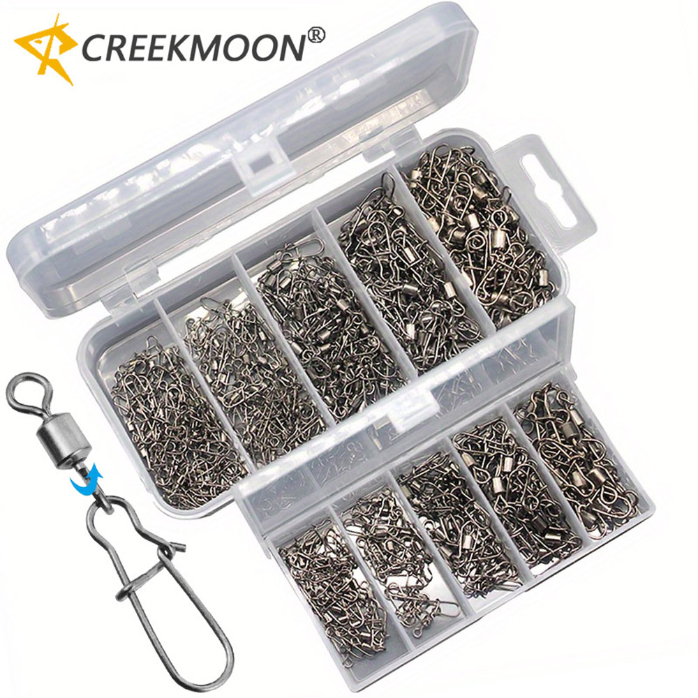 Fishing Lure Making Kit - 95/210 ชิ้นชุดอุปกรณ์เชื่อมต่อชุดอุปกรณ์ตกปลา 2-10 # ตัวหมุนสแตนเลสแบบมีลูกปืนพร้อมห่วงเกี่ยวสำหรับอุปกรณ์ตกปลา
