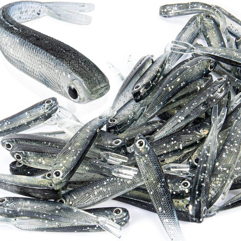 Fishing Lure Soft Plastic - เหยื่อปลอมแบบนิ่มชนิด Split Tail Minnow จำนวน 10/20/30