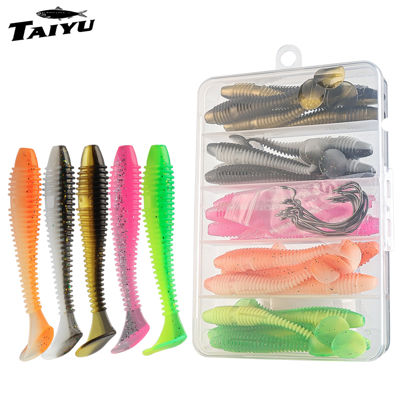 Fishing Lure Soft Plastic - ชุดเหยื่อตกปลา TAIYU 25/35 ชิ้น/ชุด เหยื่อปลอมแบบนิ่ม หางรูปตัว